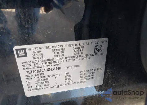 2017 GMC Sierra 1500 Sle from USA, damaged, VIN 3GTP1MEC4HG431440